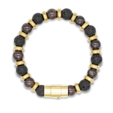 Men’s Grounding Strength Bracelet: Lava Stone & Almandine Garnet with Gold